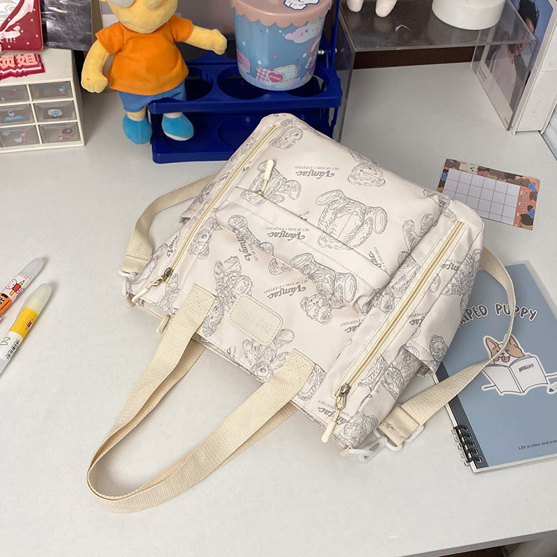 Bear Print Large Capacity Tote - Multi-Pocket Crossbody & Shoulder Bag, Lightweight Handbag