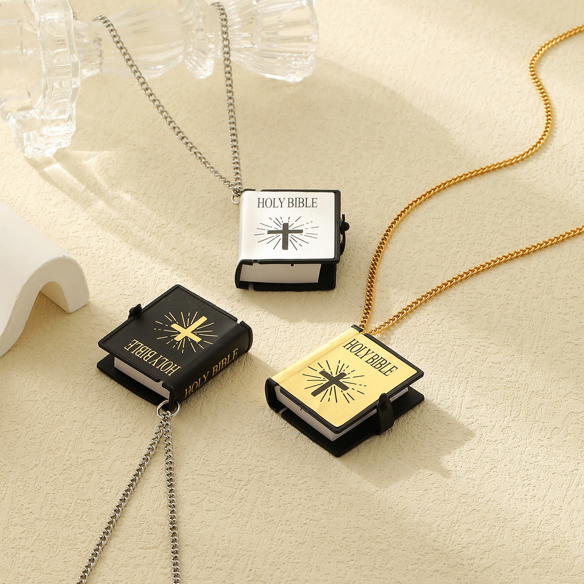 Stainless Steel Gold MINI Bible Cross Necklace