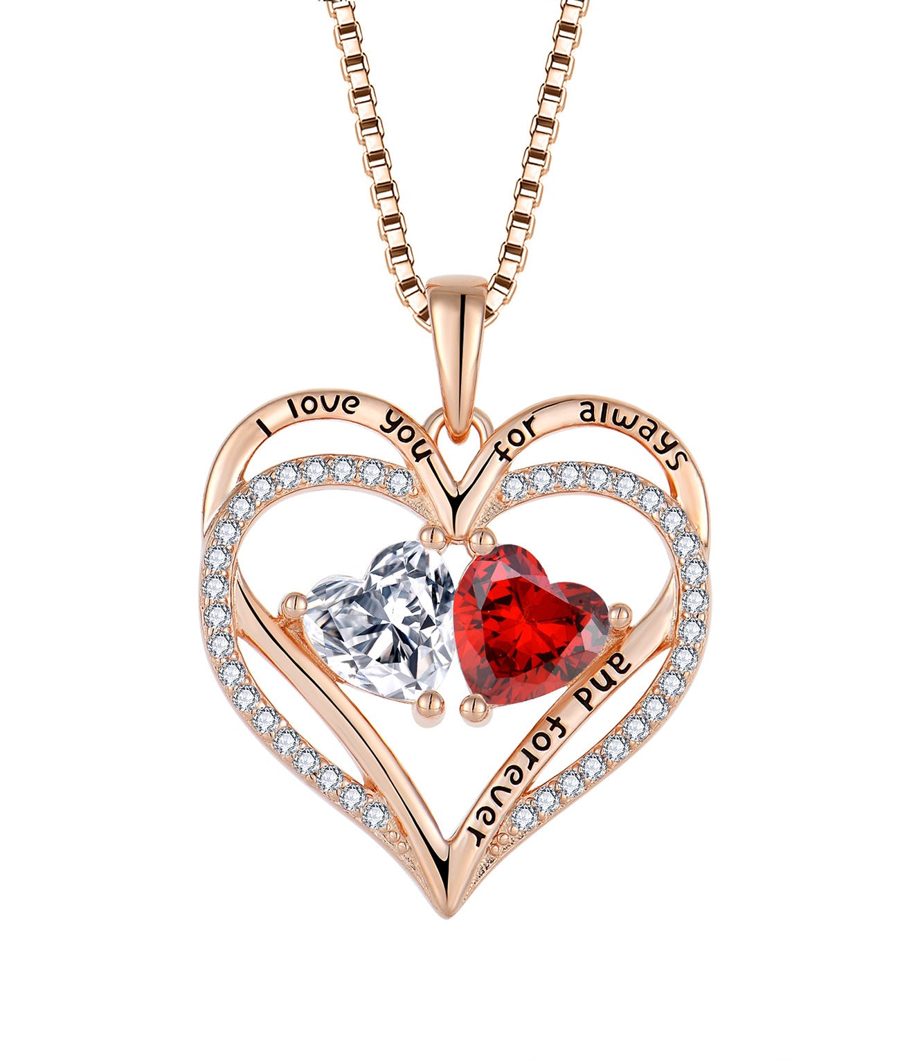 S925 Silver Double Love Necklace With Rhinestones