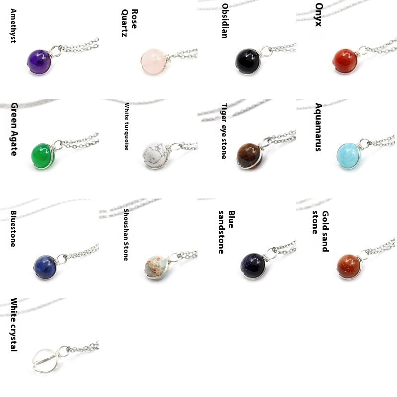 Women's Red Agate Crystal Pendant Necklace - Winding Glass Ball Jewelry Gift