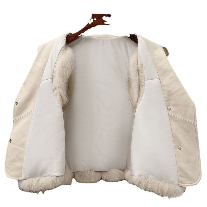 Women's Faux Fur Vest - Short Patchwork Fox Fur Coat, Elegant Warm Winter Outerwear